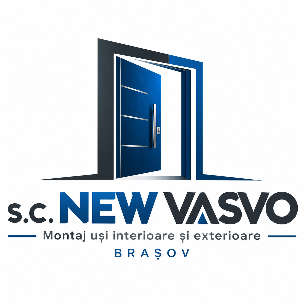 Logo original SC NEW VASVO, montaj uși interioare și exterioare în Brașov